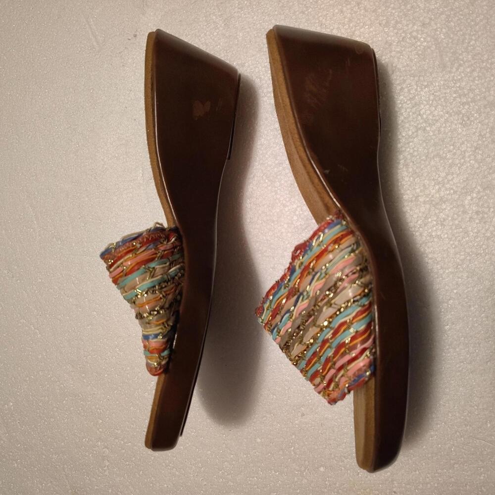 A2 by Aerosoles Say Yes Wedge Slide Sandals Multi-Color Fabric Women’s 9.5 - Picture 2 of 4